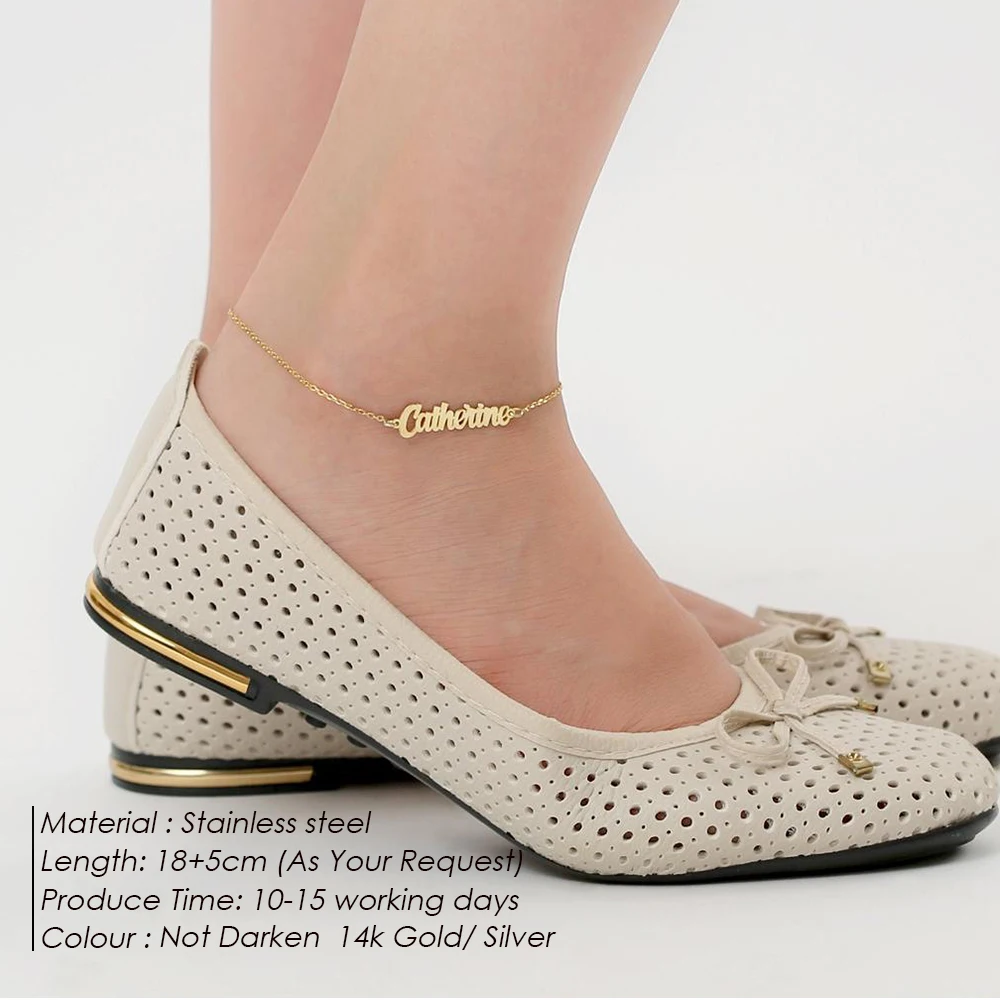 eManco Custom Name Cuban Link Anklet Trendy 14k Gold Plated Jewelry Manufacturer Stainless Steel DIY Anklets