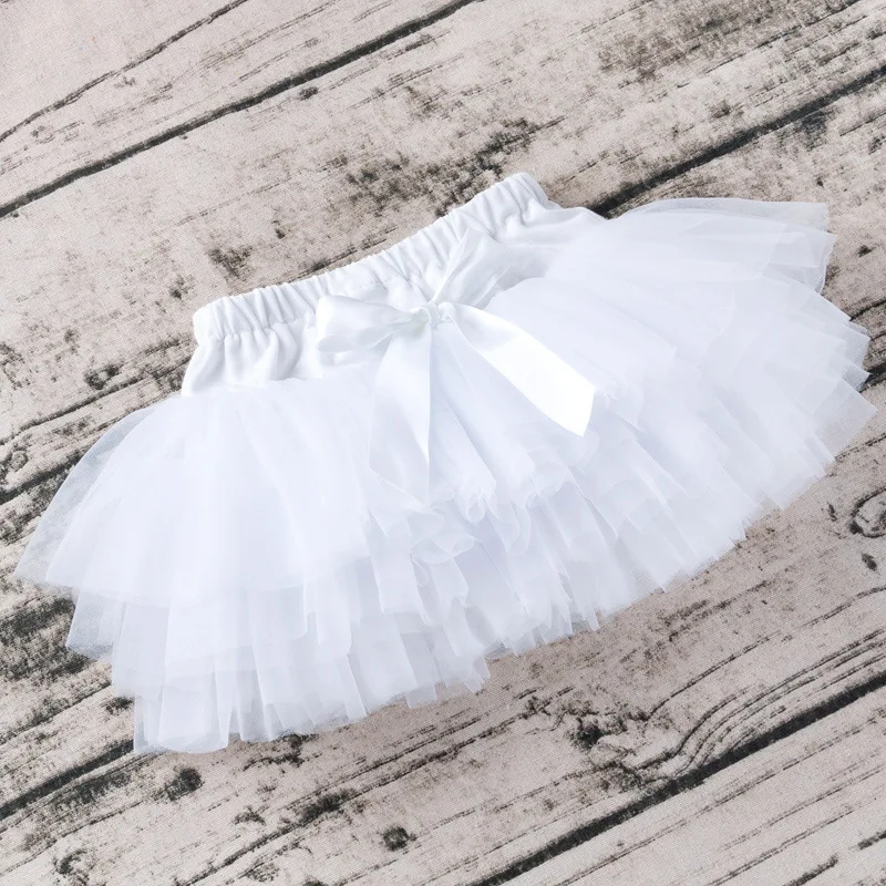 Korean Tutu Skirts For Girls Flower Princess Ruffle Girl Skirts Wedding Kids White Newborn Tulle Colorful Baby Girls Tutu Skirts