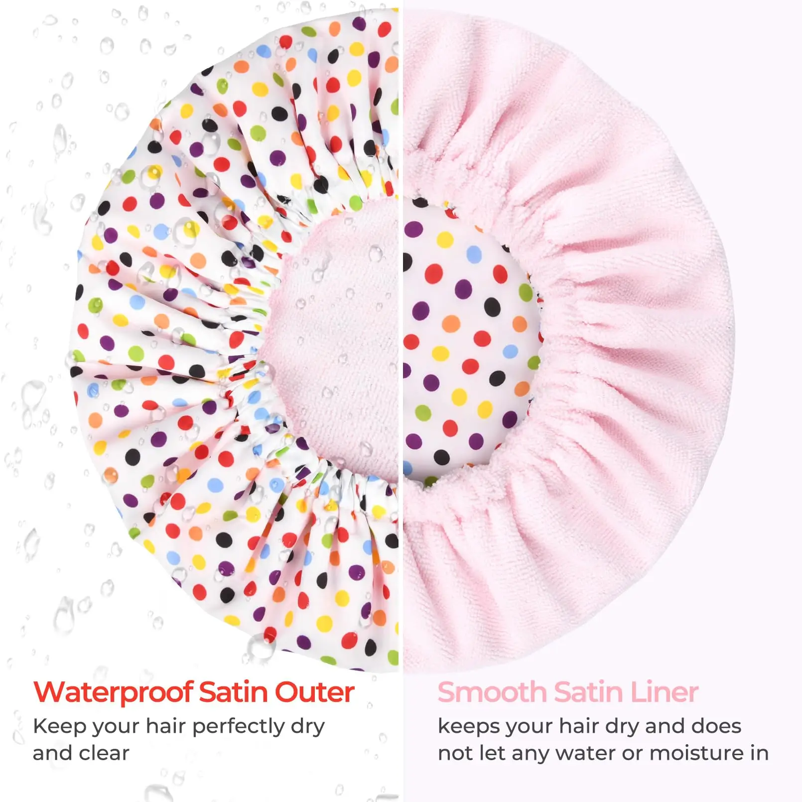 Custom LOGO Three Layer Extra Large Microfiber Terry Cloth Lined Shower Cap Microfiber Lined Shower Caps for Women Waterproof