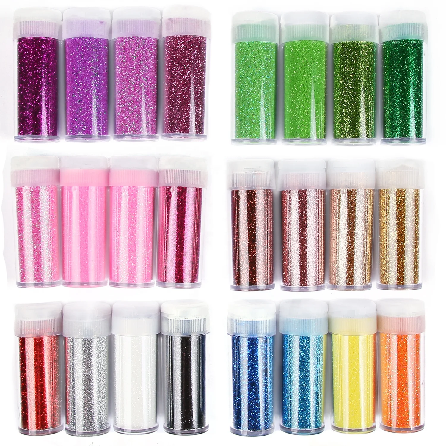 PET Glitter Powder For Nail Polish Craft Christmas Decoration DMC Series  High Flash Glitter 8g in Jar 12 Colors in a Set