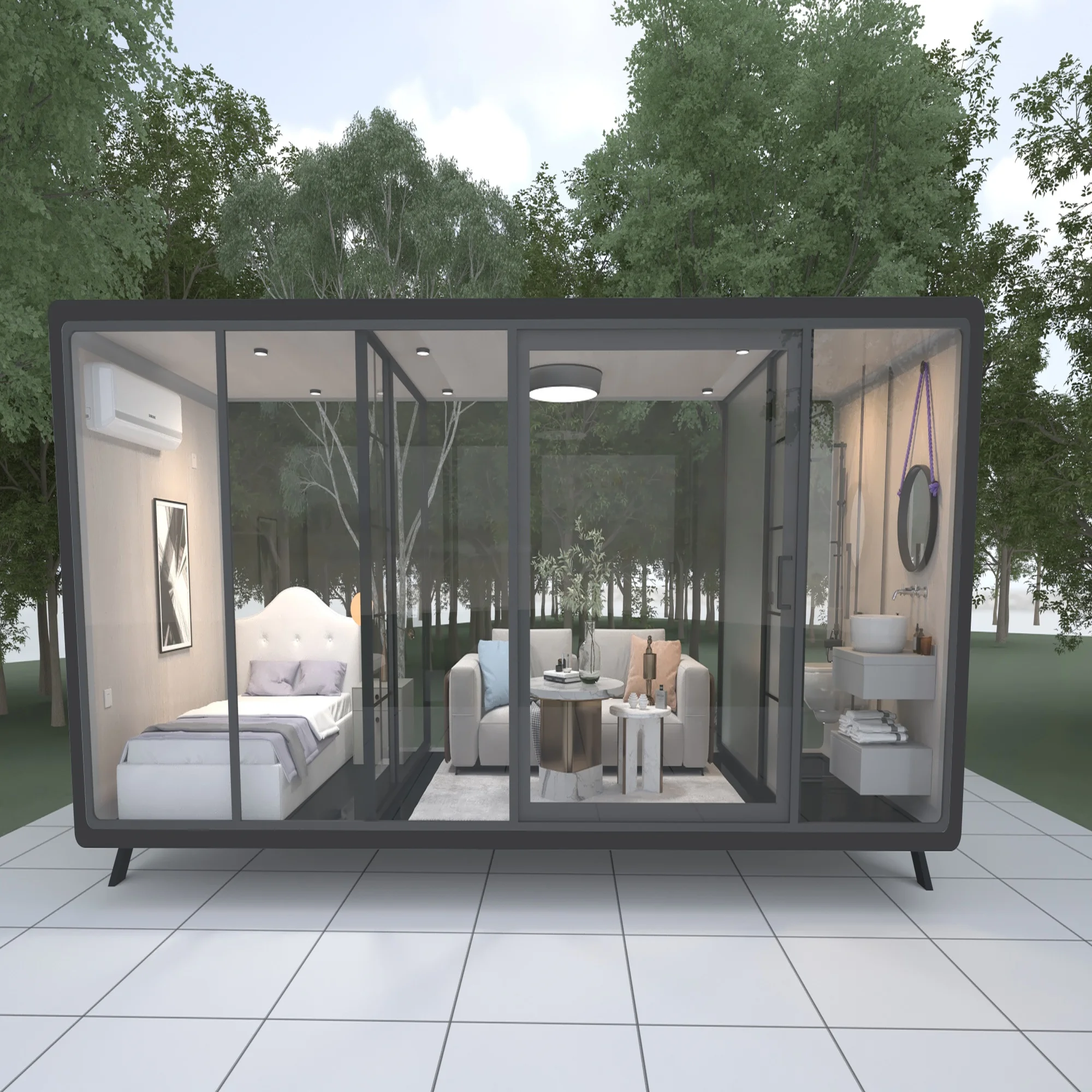 China Foldable House Prefab Produces Flatpack House  Home Kits Modular Prefabricated   Sunrooms Glass Houses Prefabricated