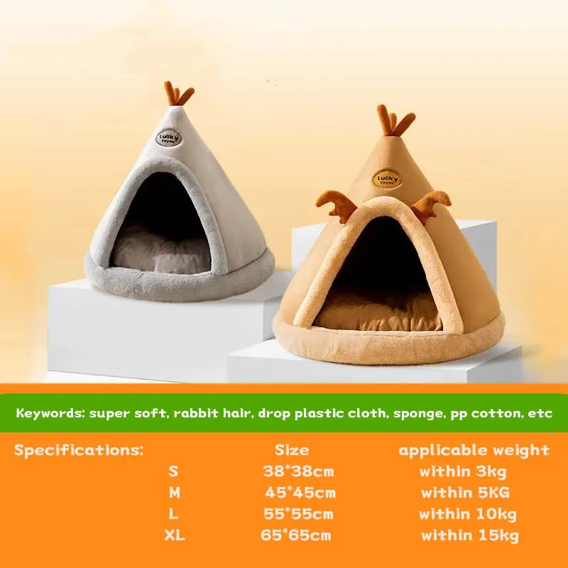 Cat puppy Cave Portable Winter Elk Yurt Pet House Washable Pet Tent Cave Reusable Cats House Sleeping Nest For Medium Large Cats
