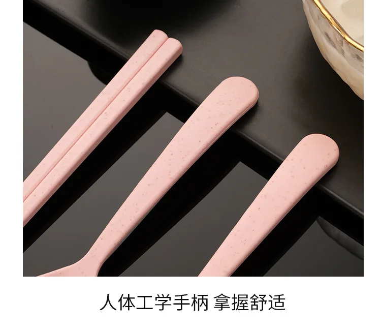 wheat straw set travel camping plastic cutlery spoon fork knife