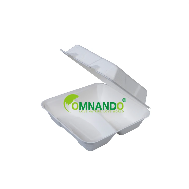Microwavable disposable bento box bagasse boxes hot food packaging