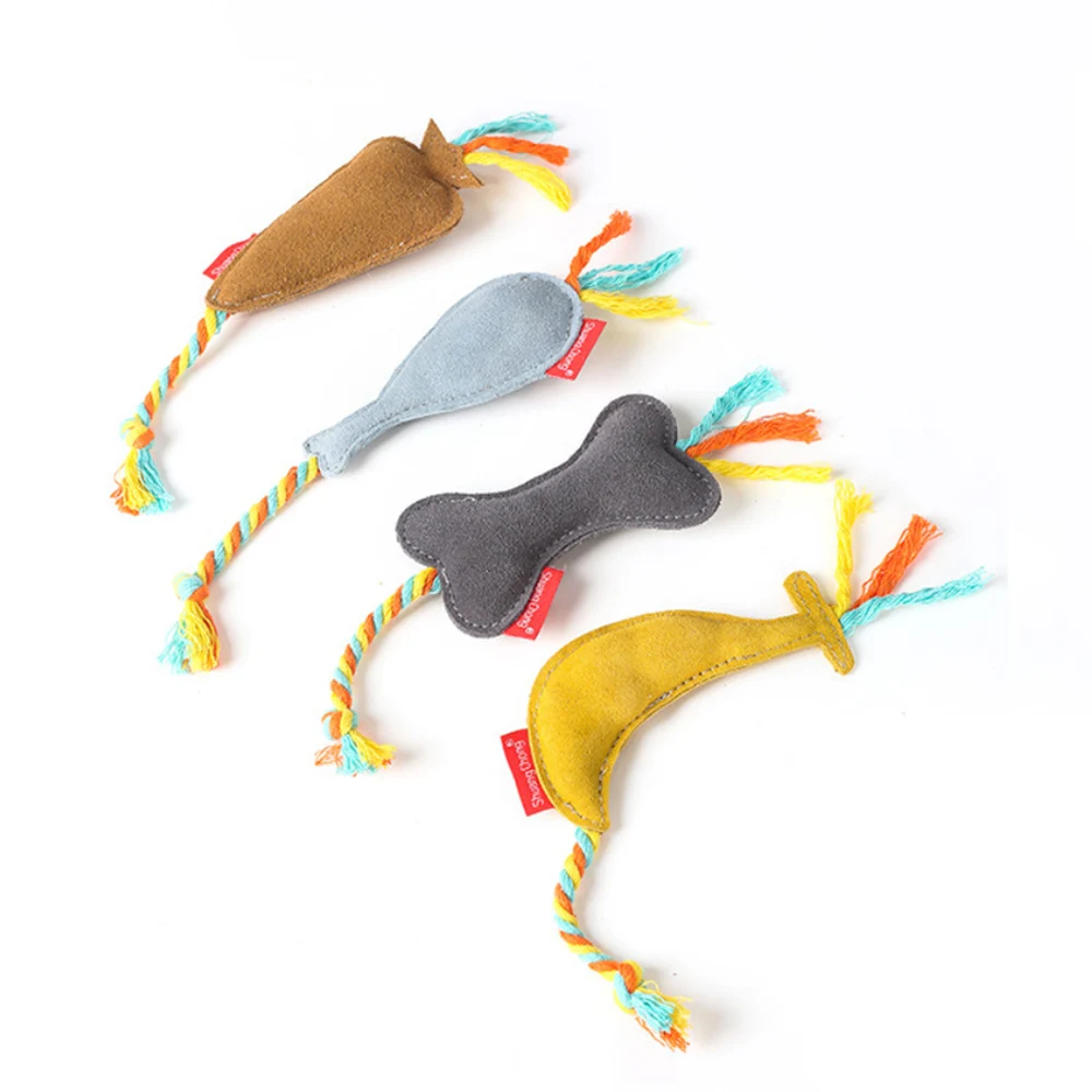 New Release Eco friendly Knots Weave Leather Plush Toys for Dogs