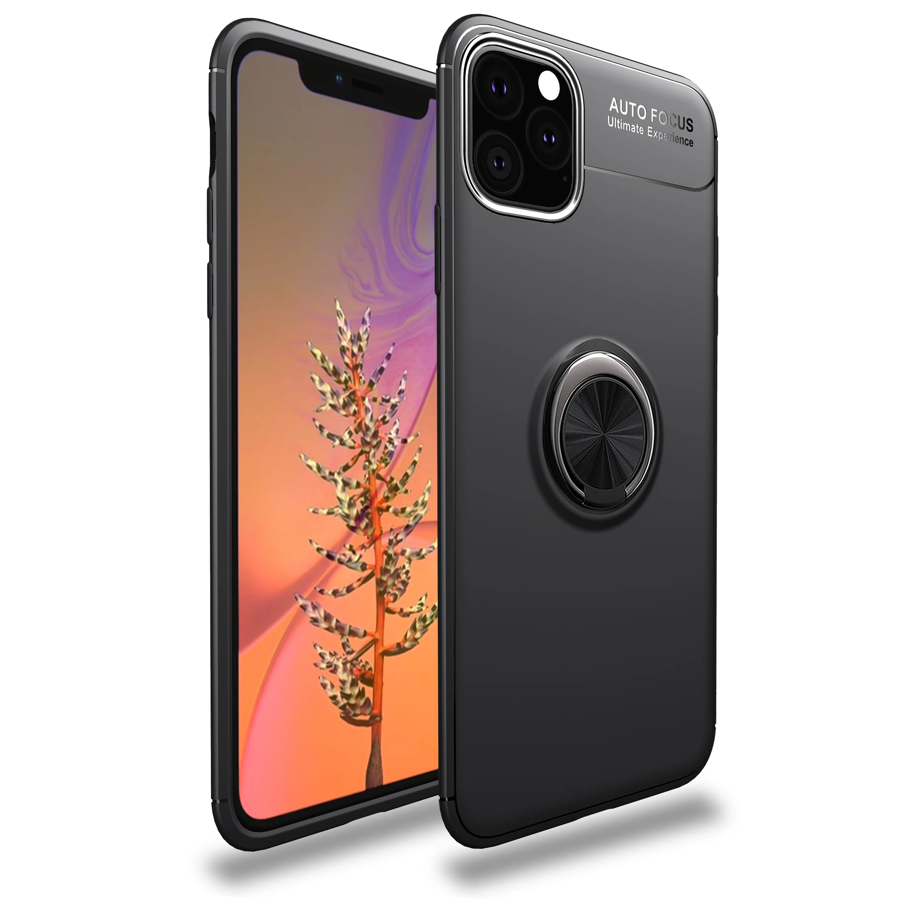 
Amazon Auto Focus for iphone11/11pro/11pro Max case Metal Ring soft Silicone Magnetic bracket 360 Ring Holder TPU back cover Hot 