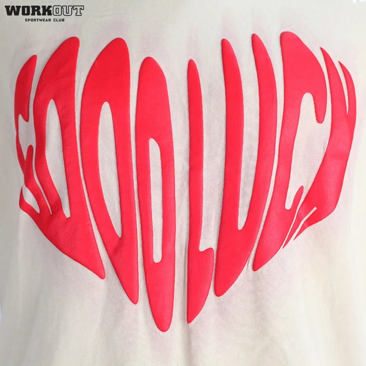 Cotton Custom Streetwear Oversized 3D Puff Screen Printing Men T Shirt