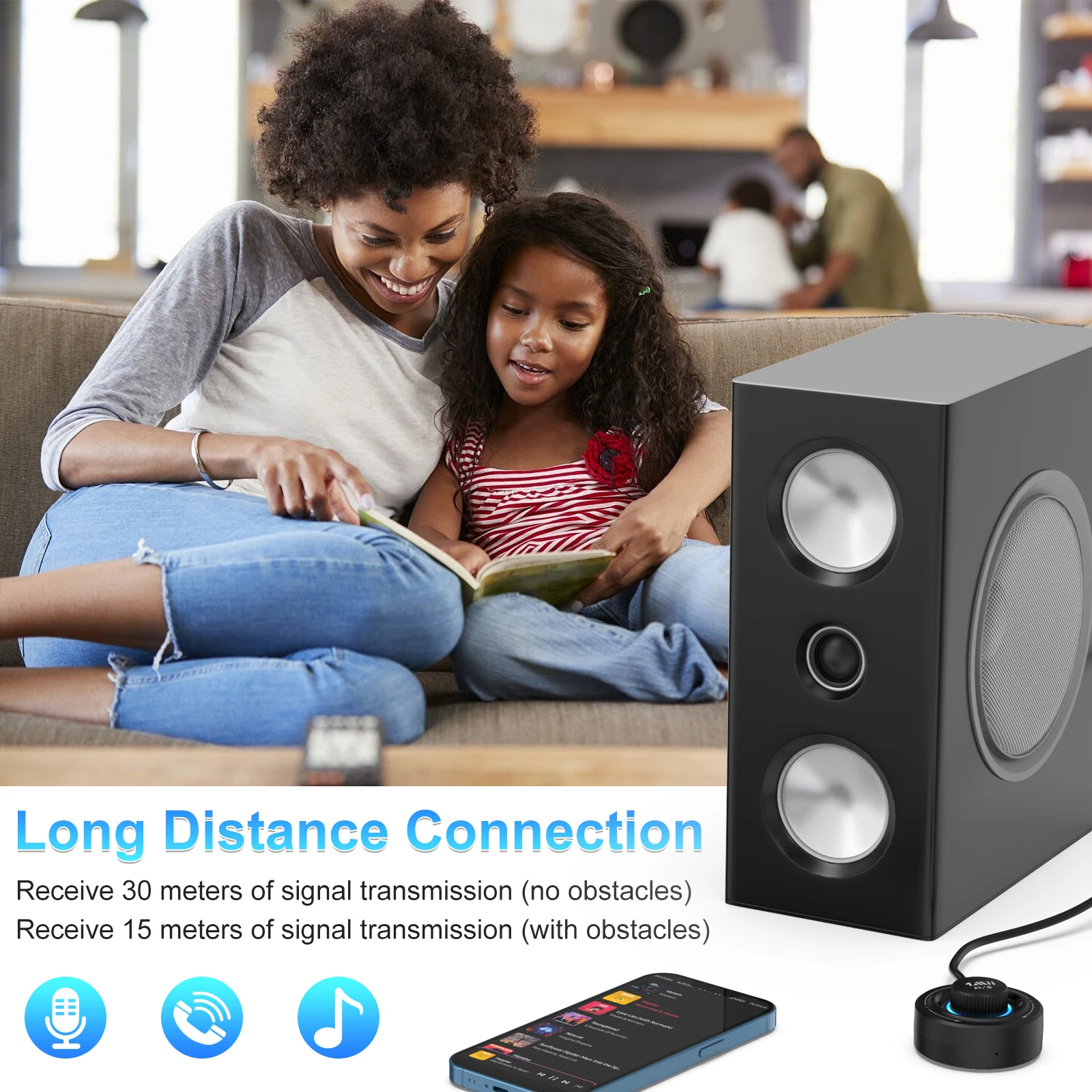 1Mii Bluetooth 5.2 Music Receiver AUX Bluetooth Adapter Wireless Audio Receiver for Car/Home Stereo/Speaker/Wireless Headset/MP3