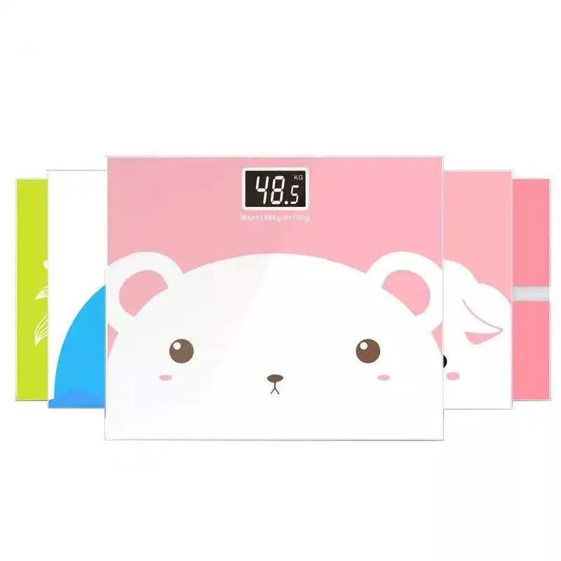 Customization Floor Body Weight Scale Digital Tempered Glass Electronic Weighing Machine Cartoon Weight Measure Scale Wholesale