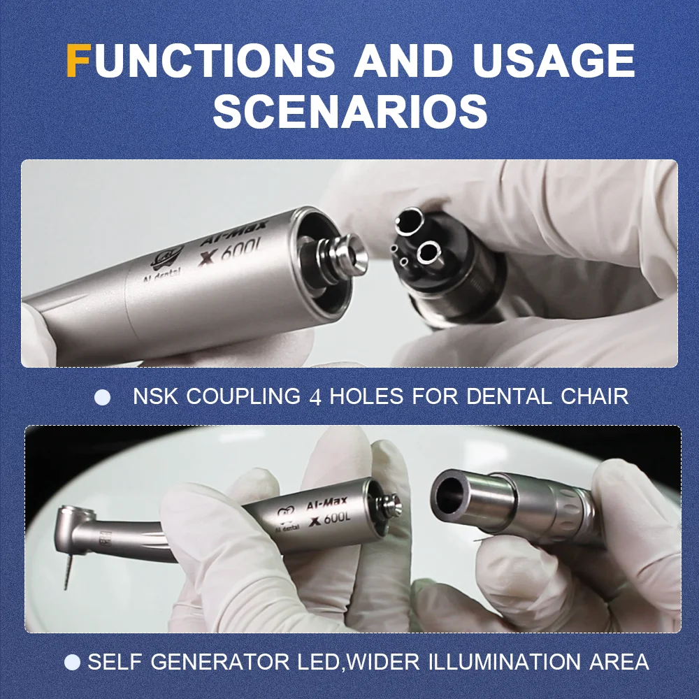 Dental High Speed Handpiece Quick Coupler 4 Hole Couplings LED Self-generator Air Turbine Dental Consumables