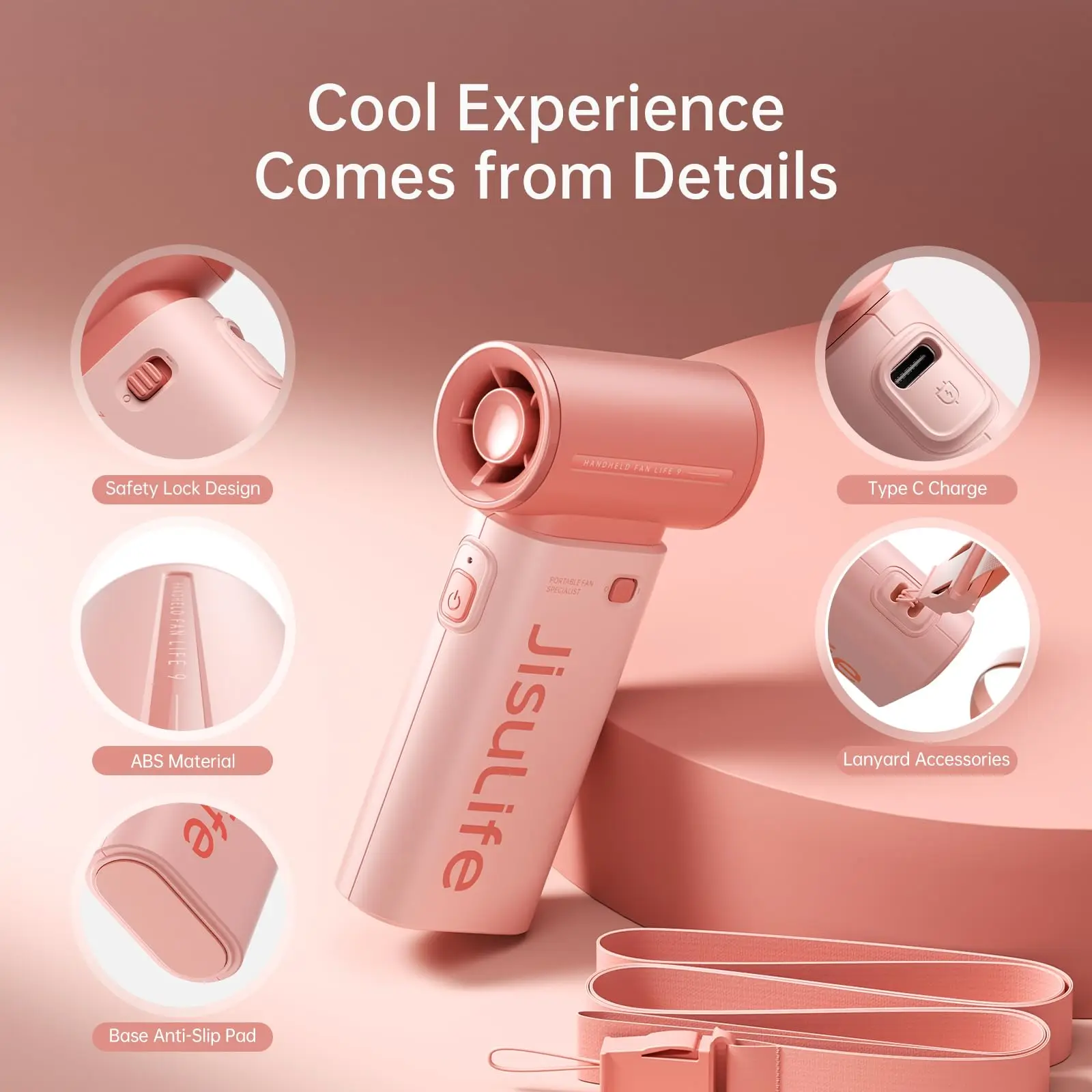 JISULIFE Handheld Turbo Fan Life9 Powerful Portable 40000 RPM 5000mAh USB Rechargeable Mini Fan 5 Speeds 22H Max Cooling Time