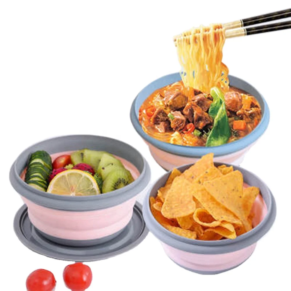 BPA Free Portable Bento Lunch Box Heat Resistant Silicone Collapsible Durable Set With Lid for Kids