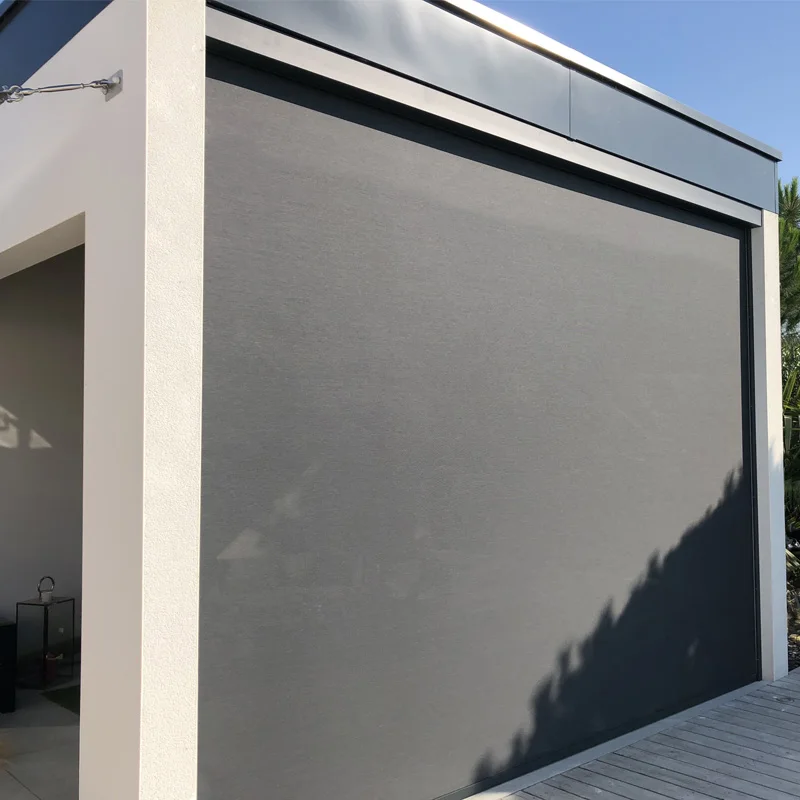 Custom Size garage outdoor cafe Motorized Double Blackout Zip Screen Blinds