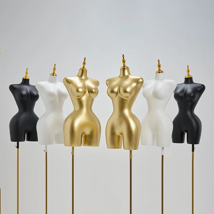 women curvy foam Mannequin Brazilian Girl dress form size big hips bust half body golden mannequins female torso