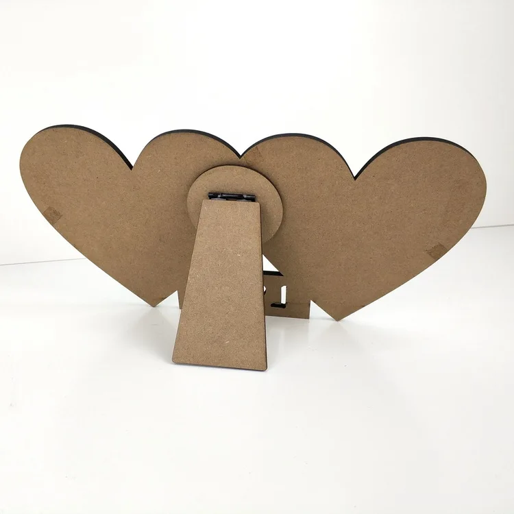 sublimation double heart frame photo High Quality Wholesale Sublimation heart Photo Plaques Blank MDF Wood Photo Frames