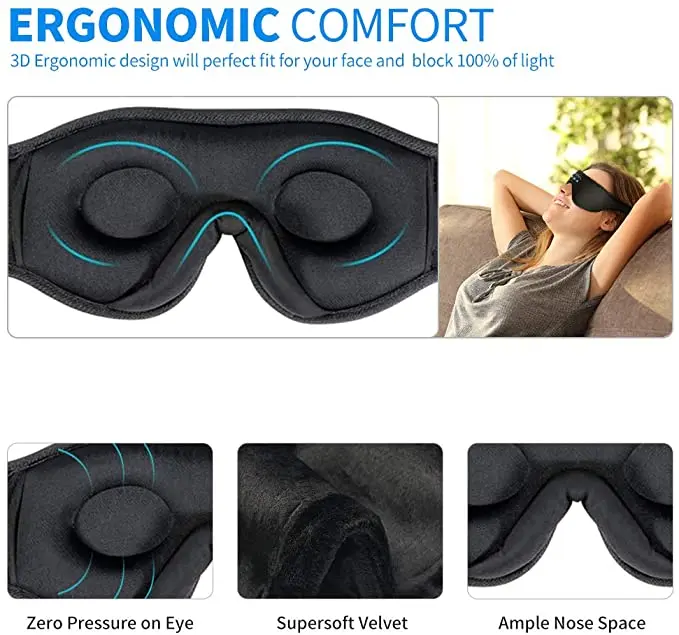 2022 music 3D eye mask Wireless sleep band headphonesleep band headphones gift for women