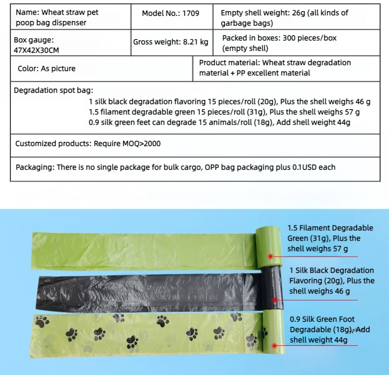 Wholesale Outdoor Wheat Straw Degradable Dog Poop Bag Holder Dispenser Biodegradable Dog Waste Bag Holder