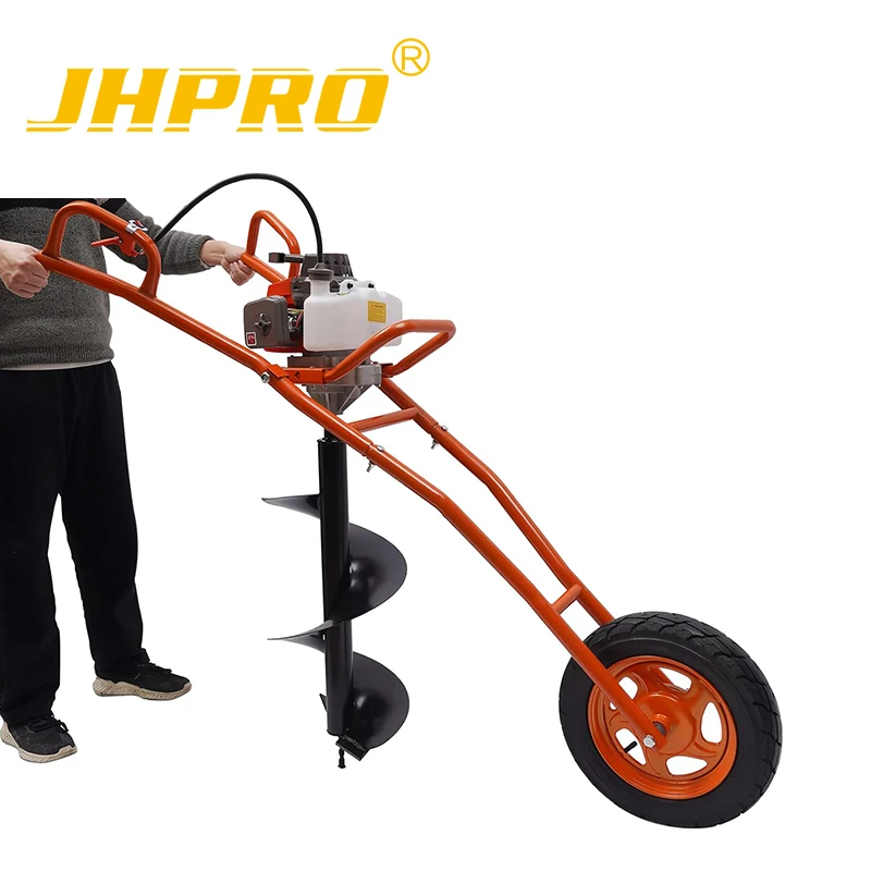 JH-IE48F,2 stroke gasoline post hole digger/gasoline earth auger,Wheelbarrow,Fence Ground Drill,Earth Auger With Drill Bit