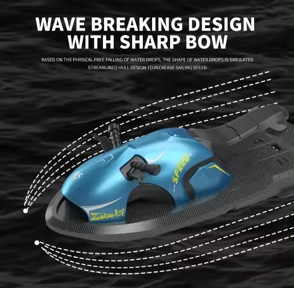 Speedboad Wave Speeder Rc Toy For Children, Plastic Powerful Cool Outdoor Pool Sea Watercraft Remote Control Motorboat