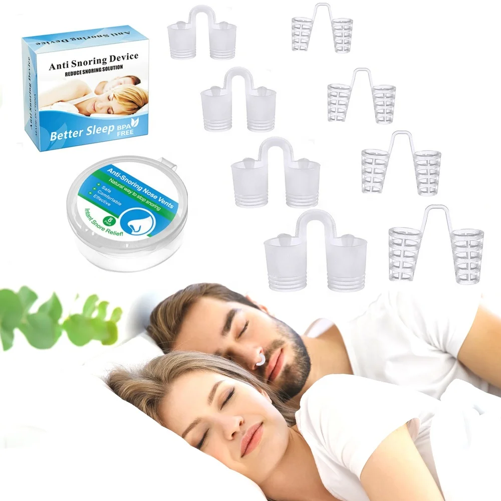 8PCS Nose Vents Anti Snoring Devices, Ease Breathing Simple Snoring Solution Different Sizes Breathing Relief Nasal Dilator