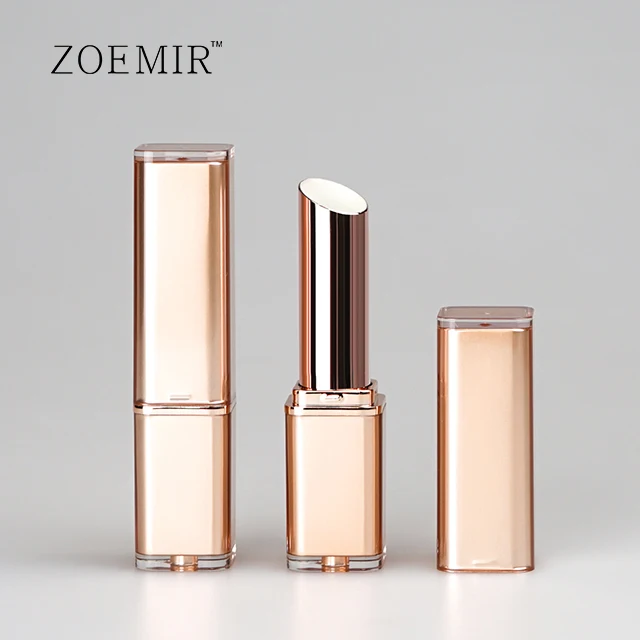 Bottom filling Cosmetics Lipstick Tube Square rose gold Lipstick Packaging Tube color me Lipstick Container