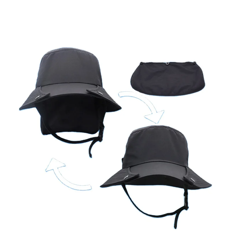 UPF50+ Wide Brim Detachable Neck Cover Fisher Hat Riding Cycling Fishing Hats Quick Dry Sun Protection Surf Hat
