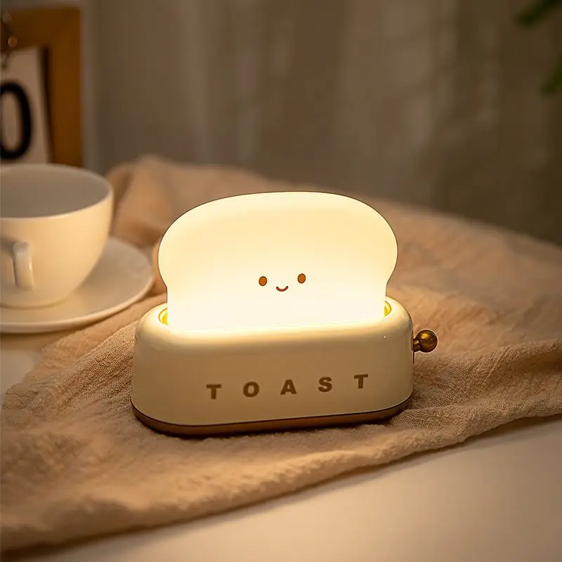 LED Creative Bread Machine Night Light USB Charging Dimming Lighting Table Lamp Night Lamp Bedroom Sleeping Light