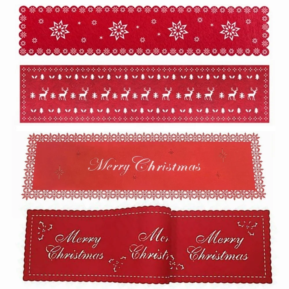 Custom Made Festive Holiday Table Decor Snowflake Felt Christmas Table Runner