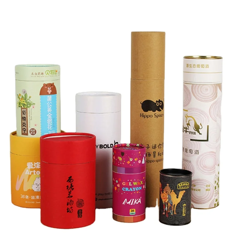 Wholesale Biodegradable Eco Friendly Kraft Cardboard Paper Round Package Paper Tube Canister