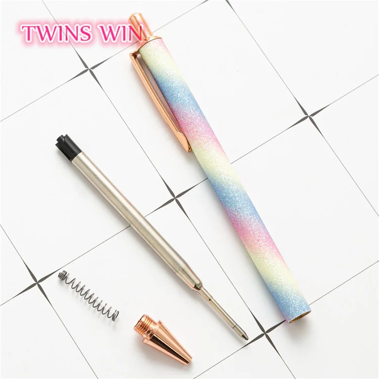 Creative gift Glitter Rose Gold powder press pen metal retractable Pen Black Ink advertising ballpoint pen 504