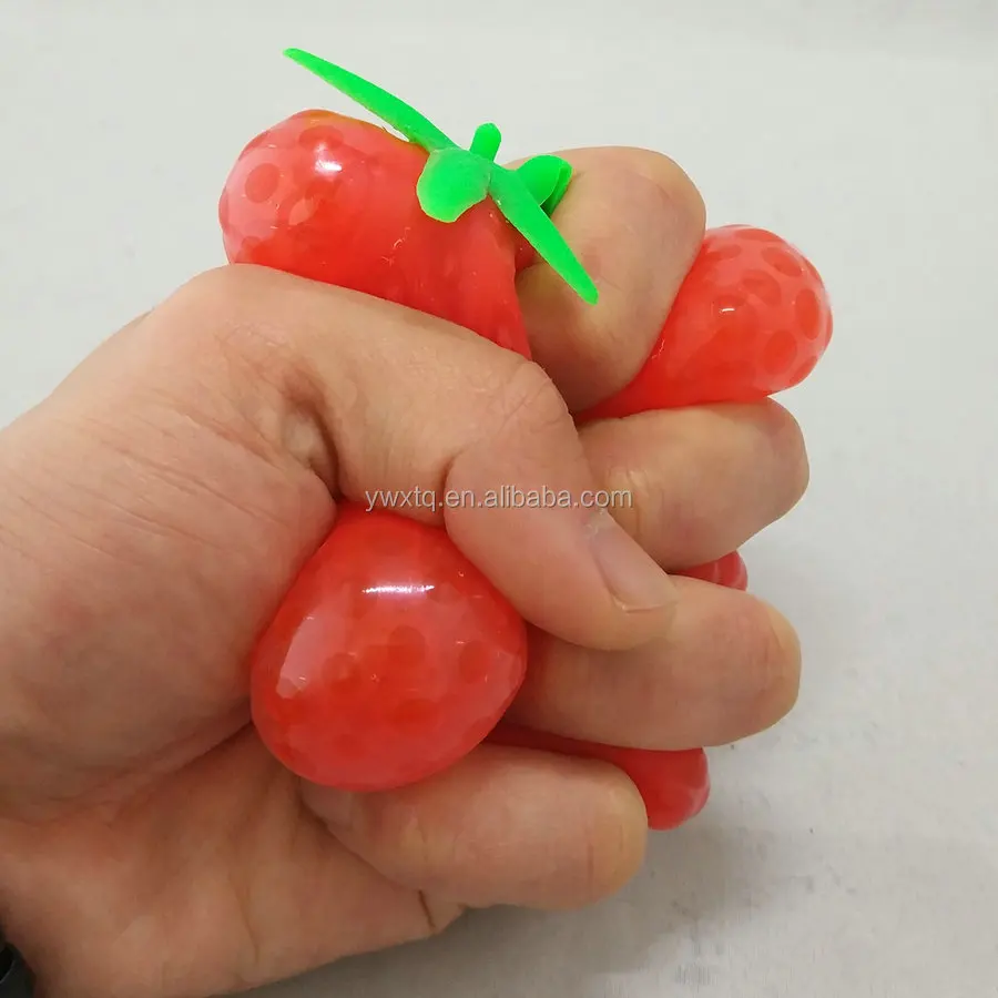 Factory Direct Sale TPR Plastic Squeeze Ball Strawberry Shape Stress Squishy Toy Stickly Ball