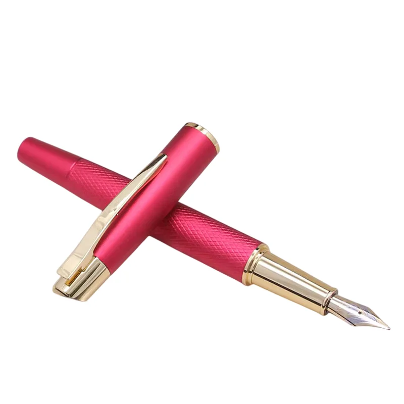 Luxury Business custom logo Fancy Executive Gift gold /Red color metal Fountain pen Best Designer Calligraphy writing ink Pen