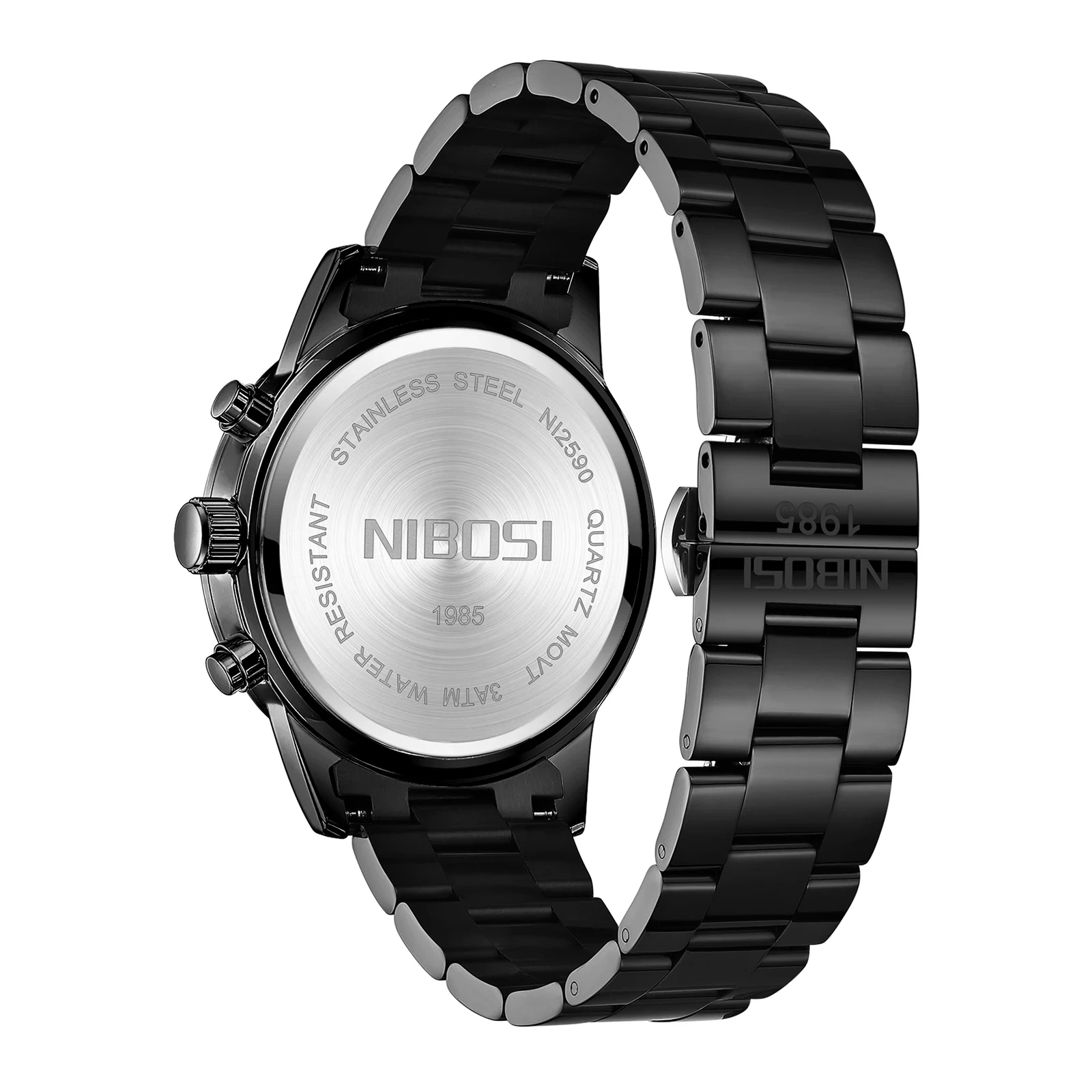 NIBOSI 2590 Quartz Watch Stainless Steel Belt Watch Luminous Hands Multi-function Design Men Creative 24 Hour Wristwatch Hombre