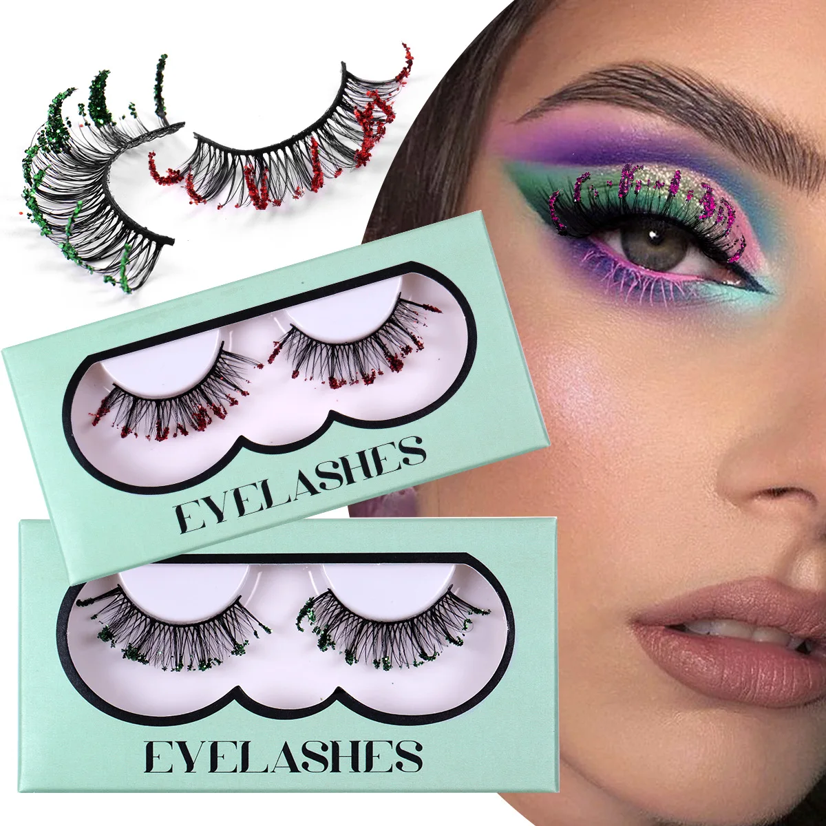 Holiday Special Christmas Glitter False Eyelashes Reusable, Lightweight, and Perfect for Adding Holiday Cheer to Your Look
