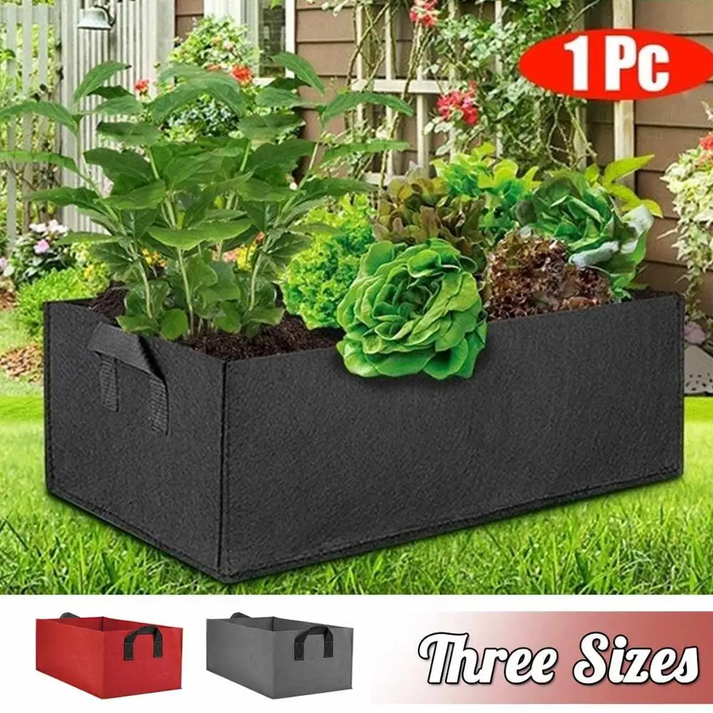 Grow Bag Garden Bed Anti-Corrosion Outdoor Vegetable Planter Non-woven Fabric Seedling Gallon Tree Handle Rectangle Strawberry