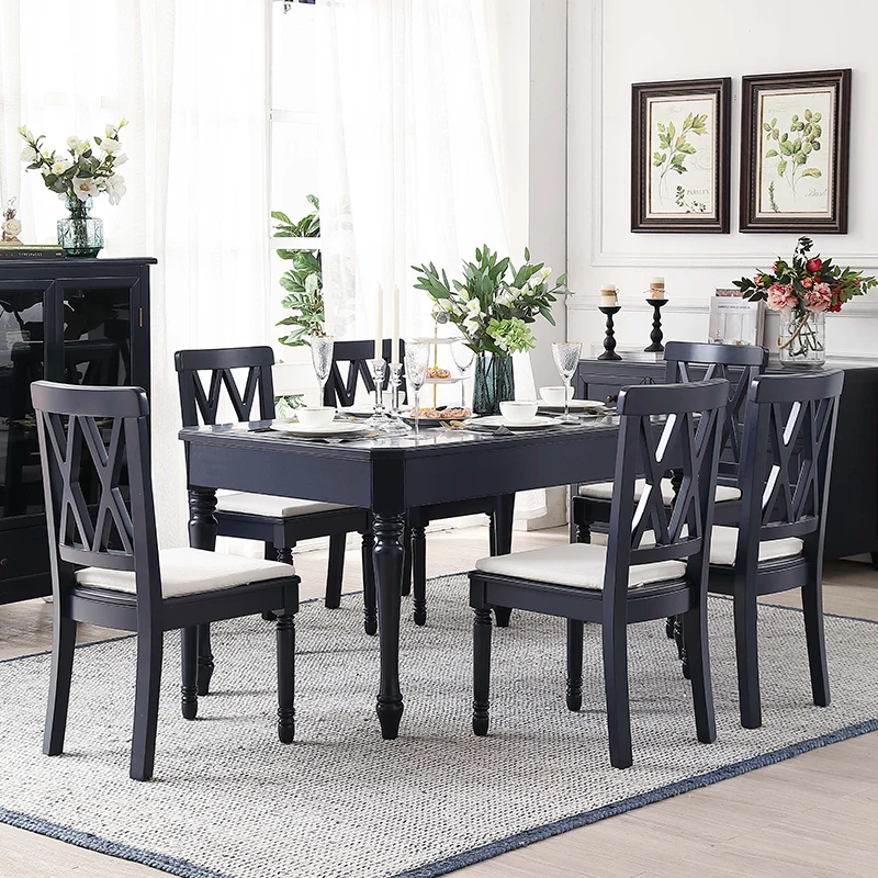 
Modern apartment luxuriating dine table natural imported rubber wood 6 seaters dining table 