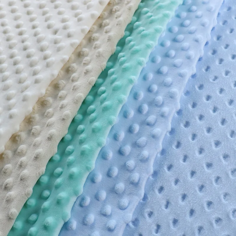 Wholesale super soft embossed plush velvet dot minky fabric for baby blanket