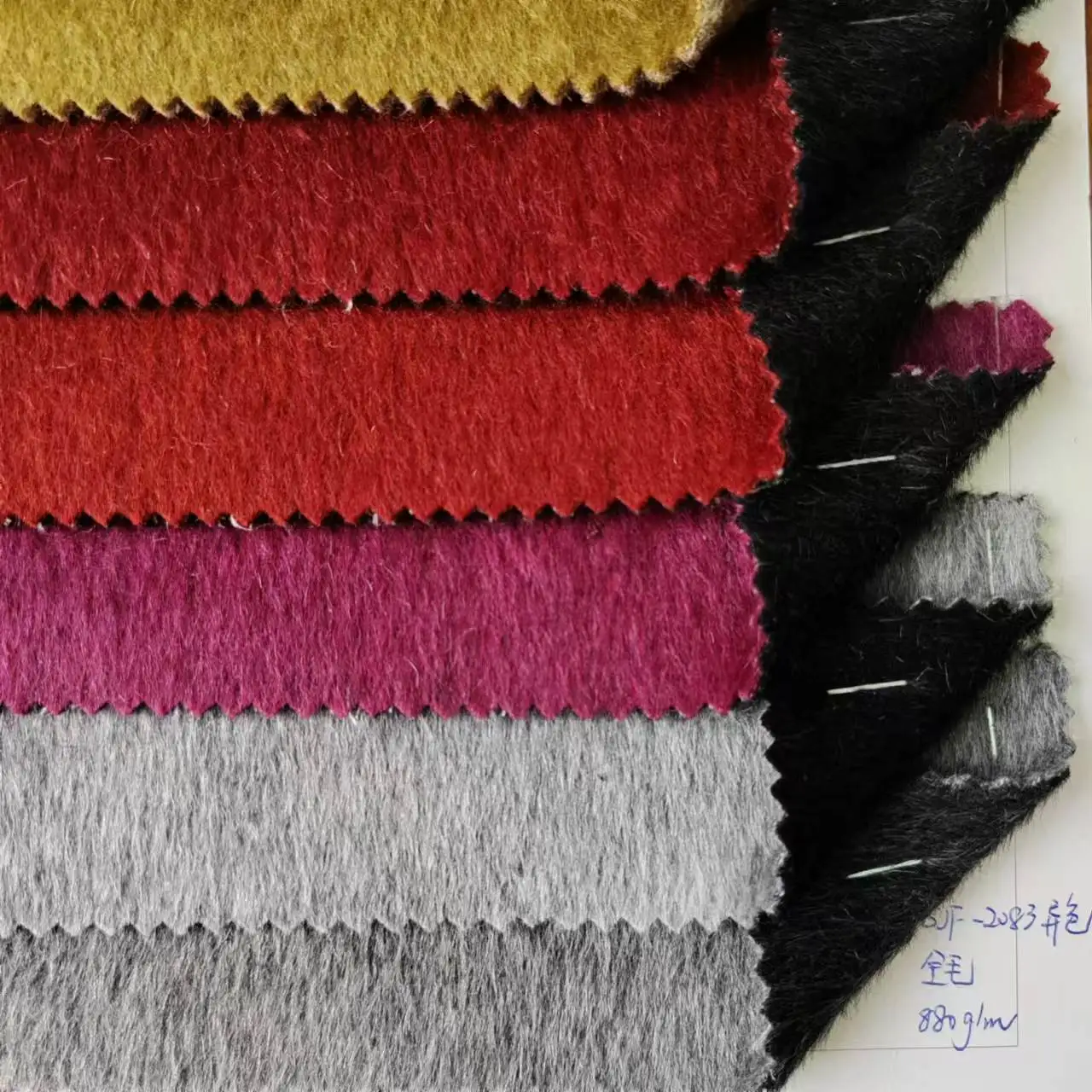 880g/m 100Wool  Winter Two Kinds of Different Colors of Fabric Double-sided Wool Fabric Fashion Casual Coat