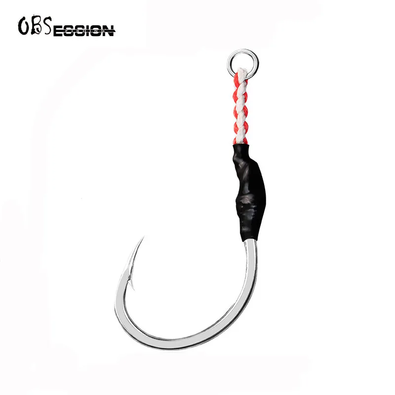 WCH49 2pcs/bag Fish hook manufacturers wholesale heavy-duty barbed fish hooks with high carbon steel solid loops of PE