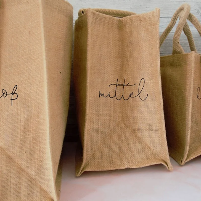 Eco Friendly Laminated Jute Bag Burlap Reusable Linen Shopping Tote Bags With Custom Logo For Advertising