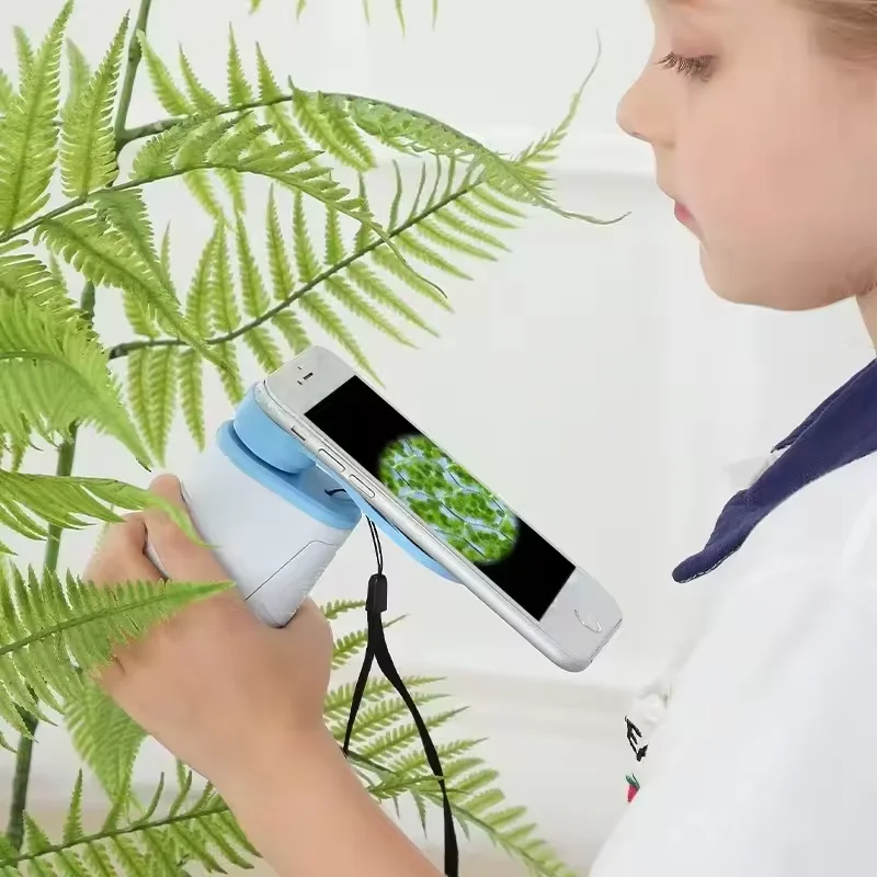 Newest Microscope Optical Set Portable Handheld Microscope Biological With LED Light Science Experiment Educational Toy for Kids