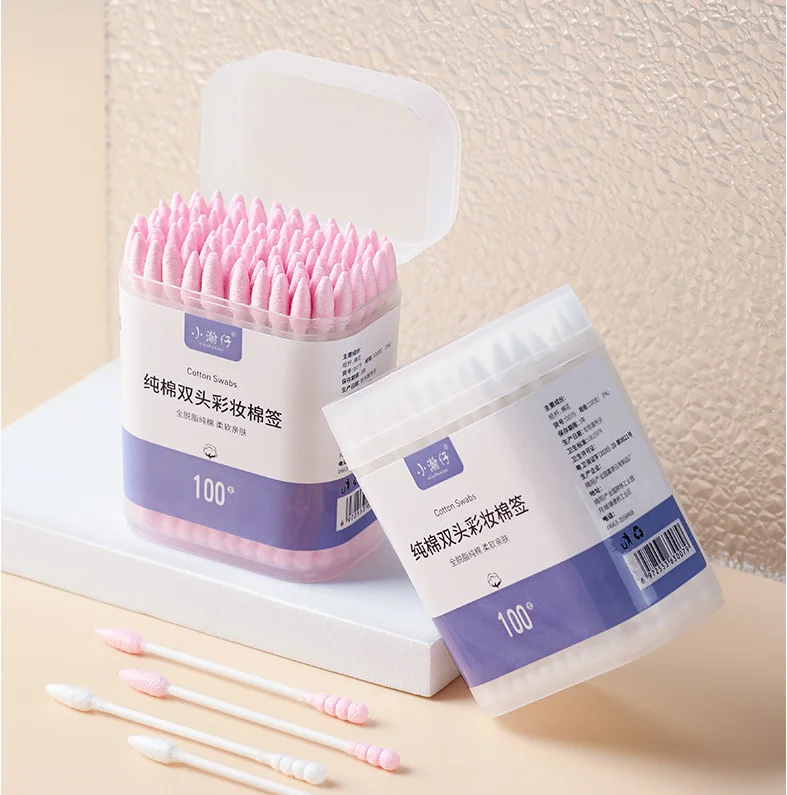 100 frosted boxes, paper reels, colorful makeup cotton swabs, double-headed cleaning and ear-scraping.