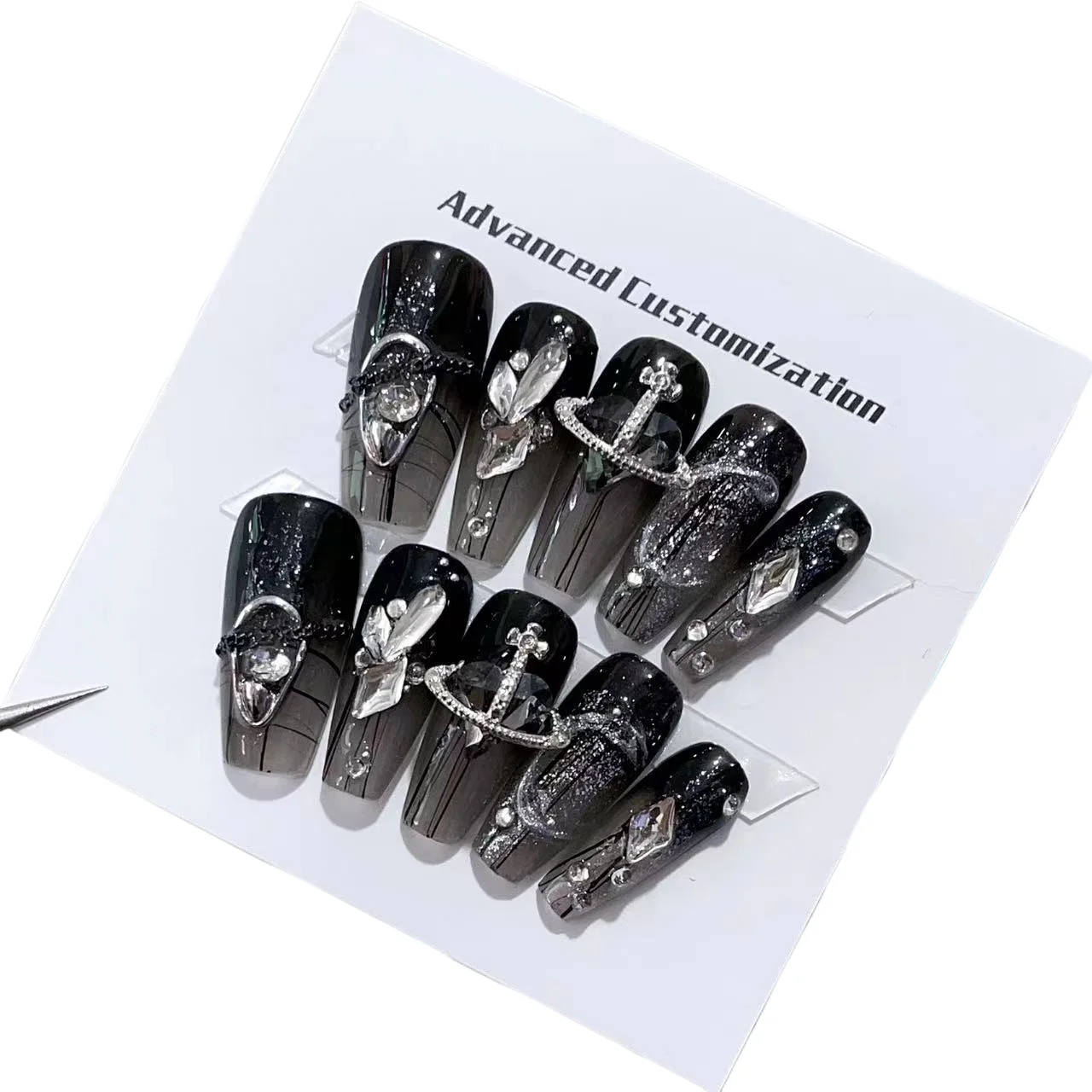 High Quality Thick Acrylic Press On Nails Handmade False Nails 10 Pcs Hand Painted Press On Nails