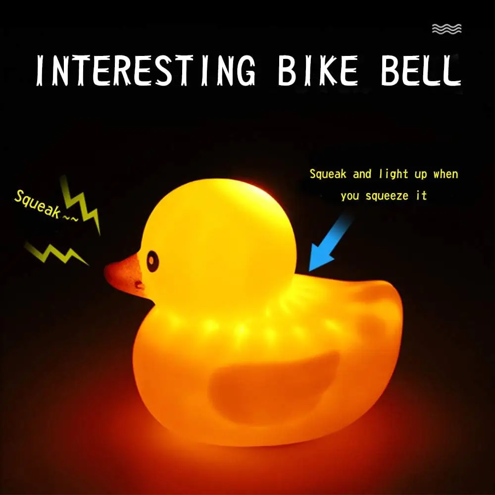 Hot Selling Cute Soft Bike Lights Bicycle Bell Rubber Motorcycle Horn Small Yellow Duck With Helmet Bicycle Accessories Duck