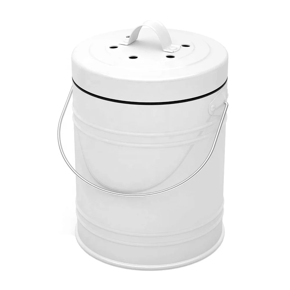 1.3 gallon New design white color compost bin/ stainless steel garbage bin/recycle bucket