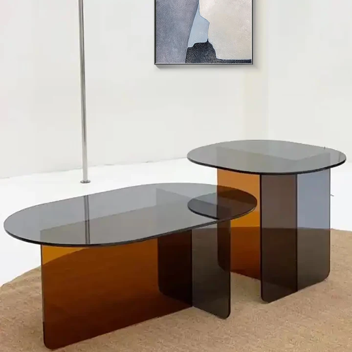 Colorful acrylic side table modern organic glass coffee table sofa side table living room bedroom can be customized