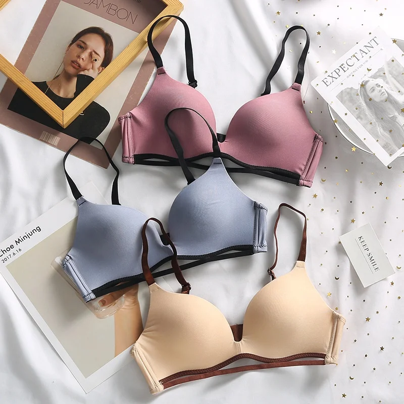 Japan and South Korea new bra collision color soft sports underwear female wireless bra women