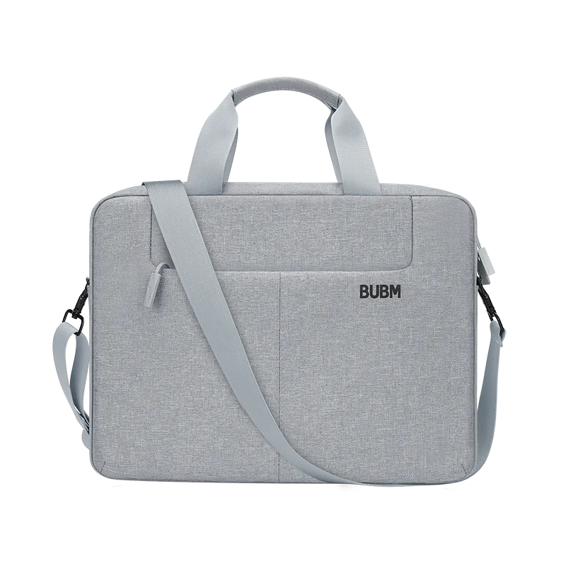 BUBM Grey Black14 duim Fleece in One Side Kleding Stof Laptop Computer Aktetas Messenger Crossbody Schoudertas Handel Dood Bag