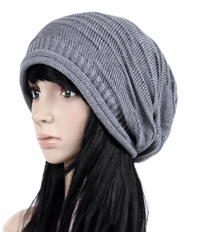 4 colors Womens Thick Warm Winter slouchy beanie hat Skully Knit snow hat