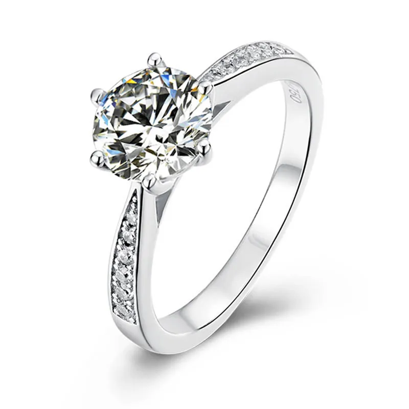 High Quality real diamond 18k gold diamond wedding ring set six claws with side diamond